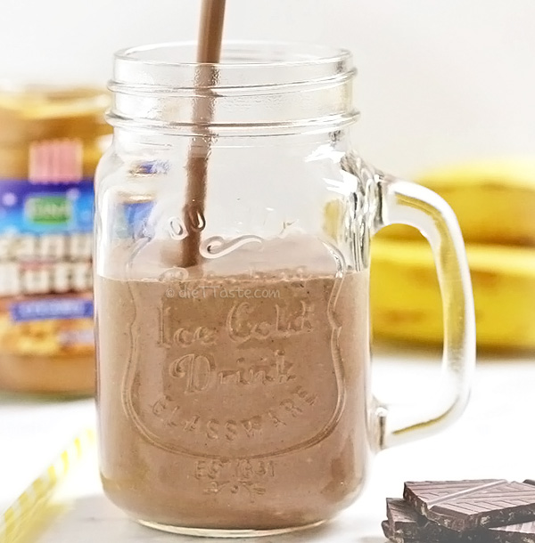 Peanut Butter Protein Shake - extra thick banana and chocolate smoothie; all natural proteins, no powders!