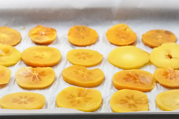 Dried Persimmon Slices - easy diy method for drying persimmon in your oven