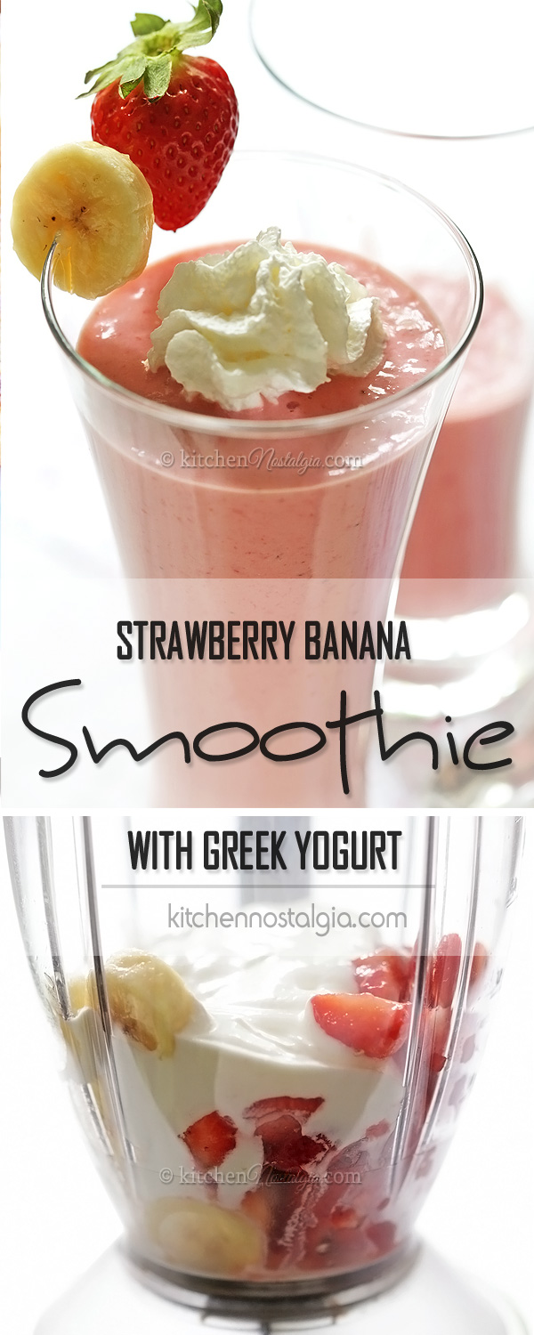 Strawberry Banana Greek Yogurt Smoothie - exceptionally creamy smoothie with subtle vanilla flavor