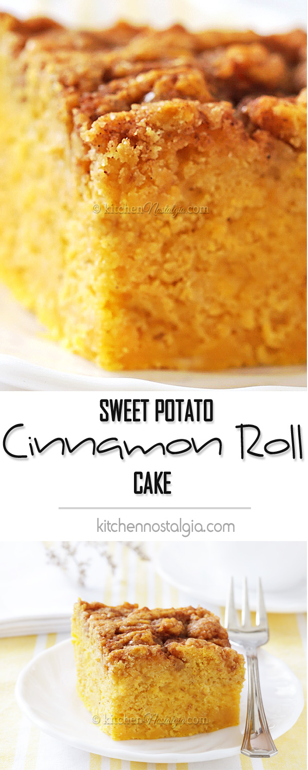 Sweet Potato Cinnamon Roll Cake - super moist breakfast cake; healthier then cinnamon rolls!