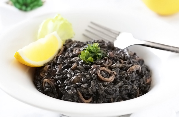 Black Risotto (Crni rizot) - Croatian seafood and rice dish; gets its peculiar color from squid ink