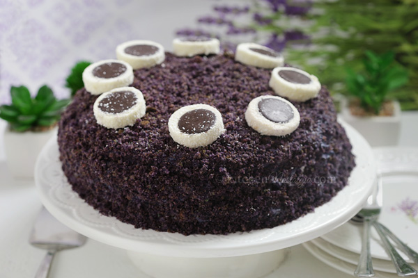 Ube Cake - unusual purple chiffon cake made with ube (Filipino name for purple yam/sweet potato) and coconut