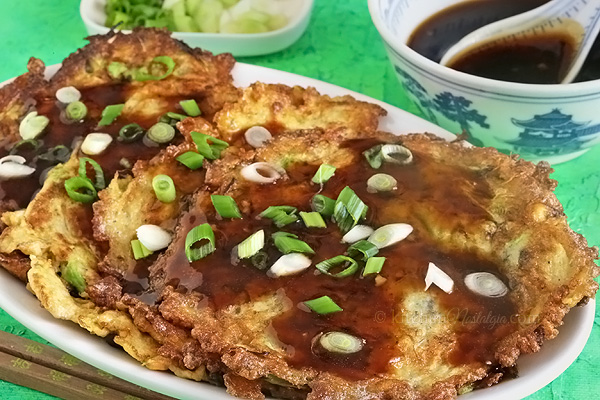 Beef Egg Foo Young with Thick Gravy - quick and easy homemade version of favorite Chinese takeaway meal!