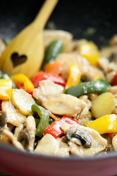 Moo Goo Gai Pan - Americanized Chinese chicken, mushroom and vegetables stir fry dish made at home; easy, quick and healthy!
