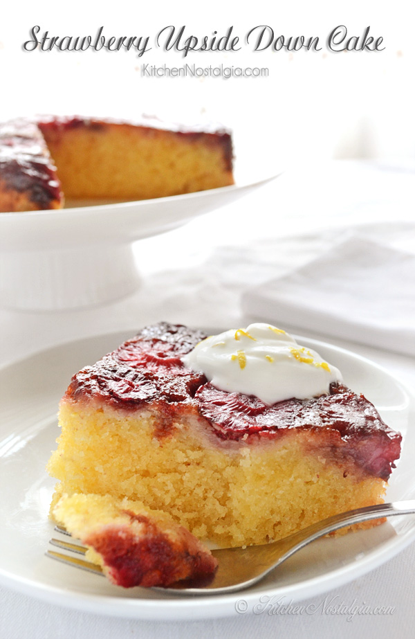 Strawberry Upside Down Cake - kitchennostalgia.com