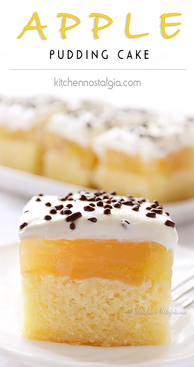 Apple Pudding Cake - creamy, moist and delicious autumn dessert - kitchennostalgia.com