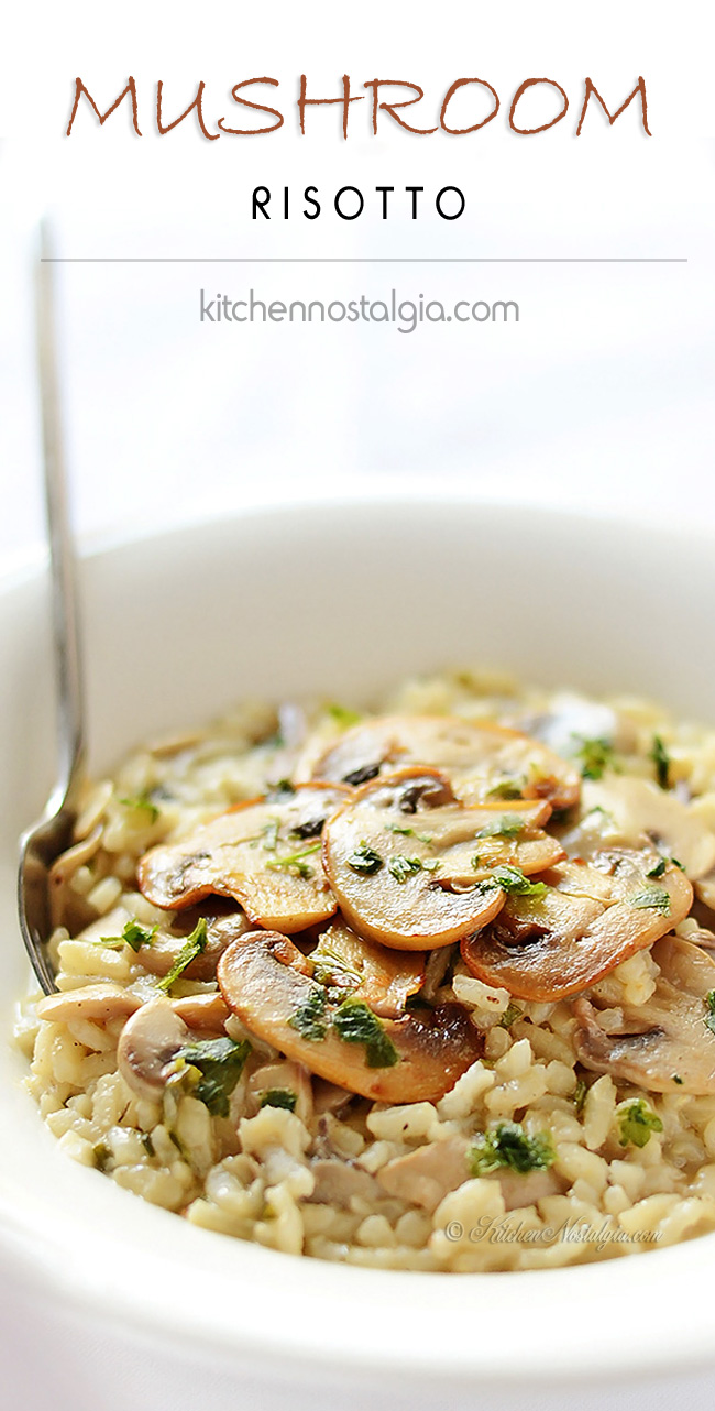 Mushroom Risotto - simple and creamy, Italian-style autumn dish - kitchennostalgia.com