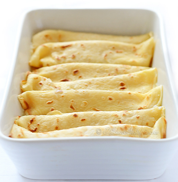 Croatian Baked Pancakes (Crepes) with Cottage Cheese (Ricotta)