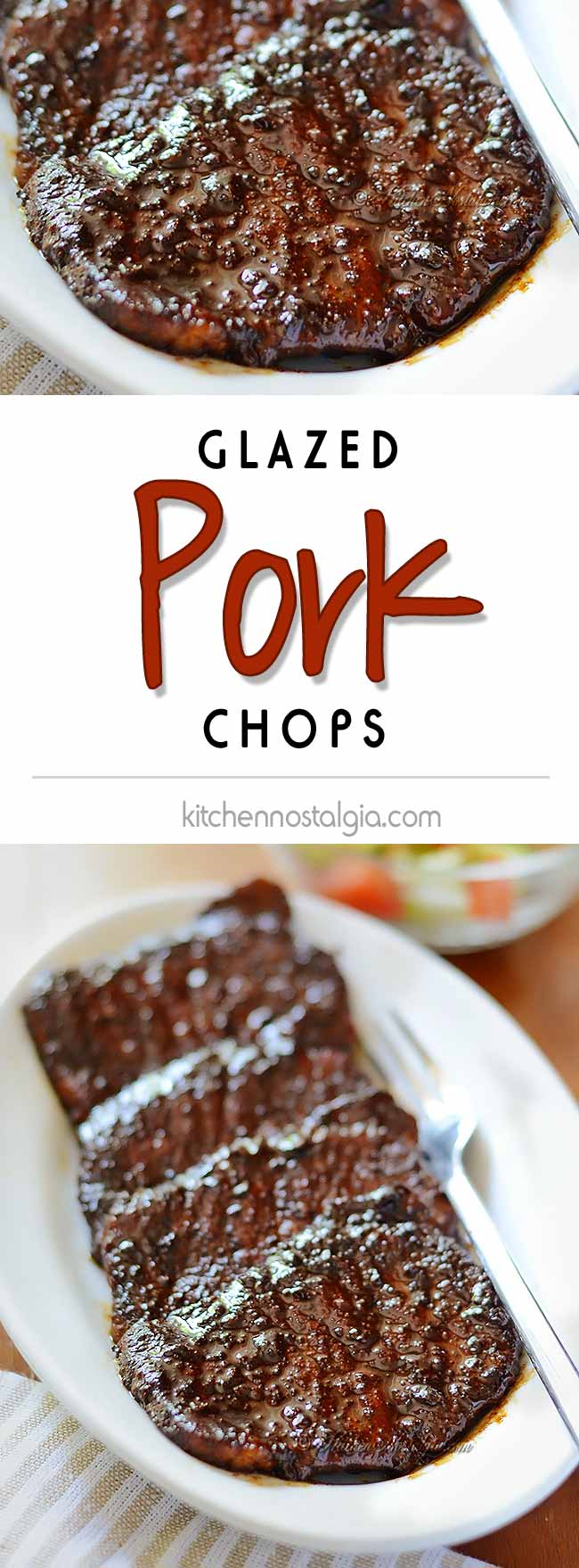 Balsamic Glazed Boneless Pork Loin Chops - dark caramelized sweet and sour marinade, grilled or fried in a skillet, they can be served at any party or family dinner